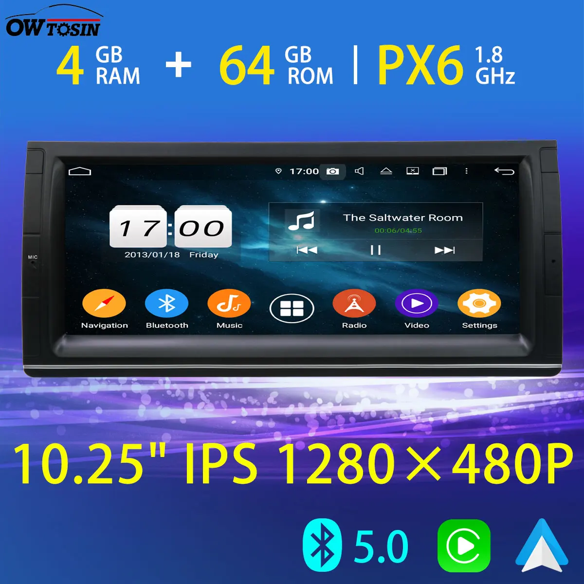 10 25 дюймов IPS 1280*480P Android Автомобильный мультимедийный плеер для BMW 5 серии E39 X5 E53 M5 GPS