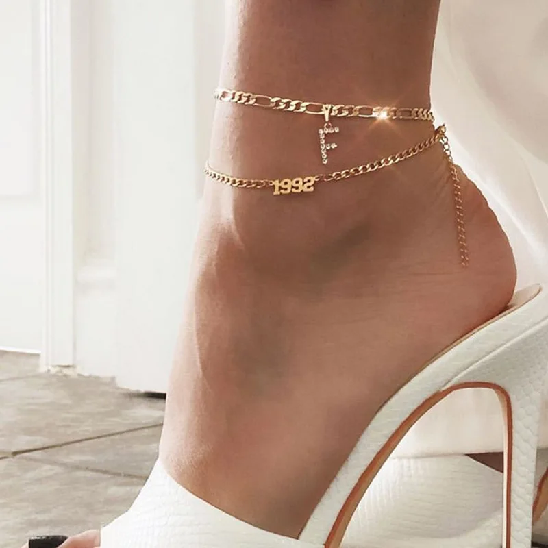 2020 Fashion Gold Color Crystal Letter Alphabet Anklets for Women Boho Beach Digital Year Anklet Bracelet on Leg Foot Jewelry 2020 Fashion Gold Color Crystal Letter Alphabet Anklets for Women Boho Beach Digital Year Anklet Bracelet on Leg Foot Jewelry