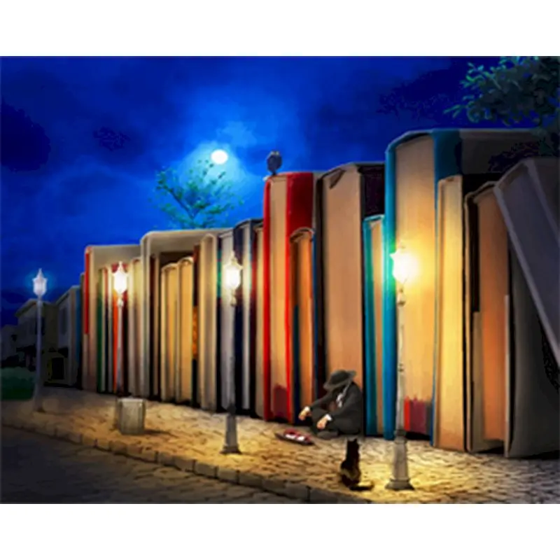 

Paintings By Numbers late night reader scenery Oil HandPainted Color Animal By Number Home Decortion ArtWork For Home gift art