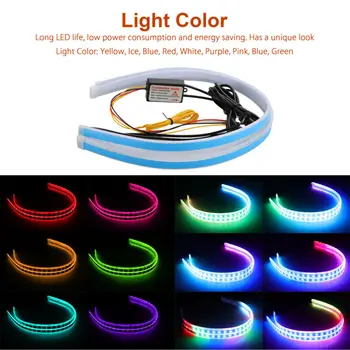 

2pcs 60cm RGB Multi-Color Slim Flexible LED Strip Light DRL Flowing Turn Signal Car Light Strip With Remote Control