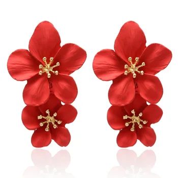 

sell like hot cakes on the new fashion earrings sweet personality multicolor double flowers stud earrings earrings