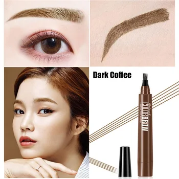 

4 Points Eyebrow Pen Waterproof Fork Tip Long Last Sweat-proof Eyebrow Pencil JAN88