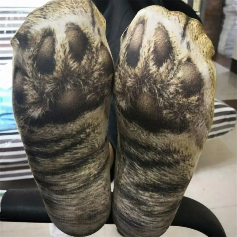 New 3D Print Adult Animal Paw Socks Unisex Crew Cat Long Stocks Elastic Breathable Sock Dog Horse Zebra Pig Cat Paw