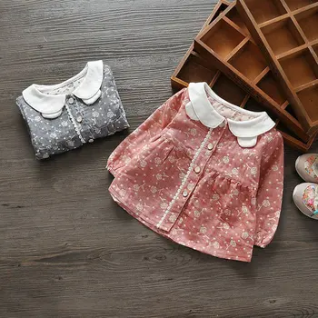 

Baby Infant CHILDREN'S Wear GIRL'S Shirt 2020 Spring Clothing New Style Peter Pan Collar Small Flower Shirt Dress Shirt 1-3-Year