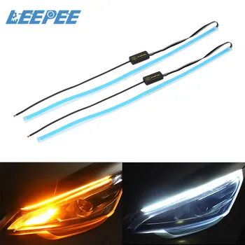 

LEEPEE Daytime Running Lights Car Styling Auto DRL LED Running Light 2Pcs Turning Signal Lamp Waterproof 12V DC Auto Upgrade Kit