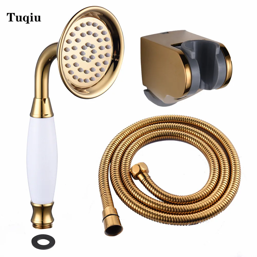 

Gold Bathroom Shower Head Water Saving Brass Telephone Style Hand-held Shower Head Sprayer Tap Banheiro Lavabo Ducha plumbing