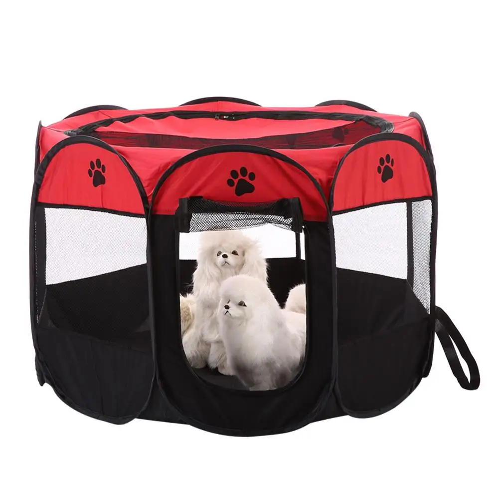 Portable Folding Pet Tent Dog House Cage Dog Cat Tent Playpen Puppy Kennel Easy Operation Octagon Fence