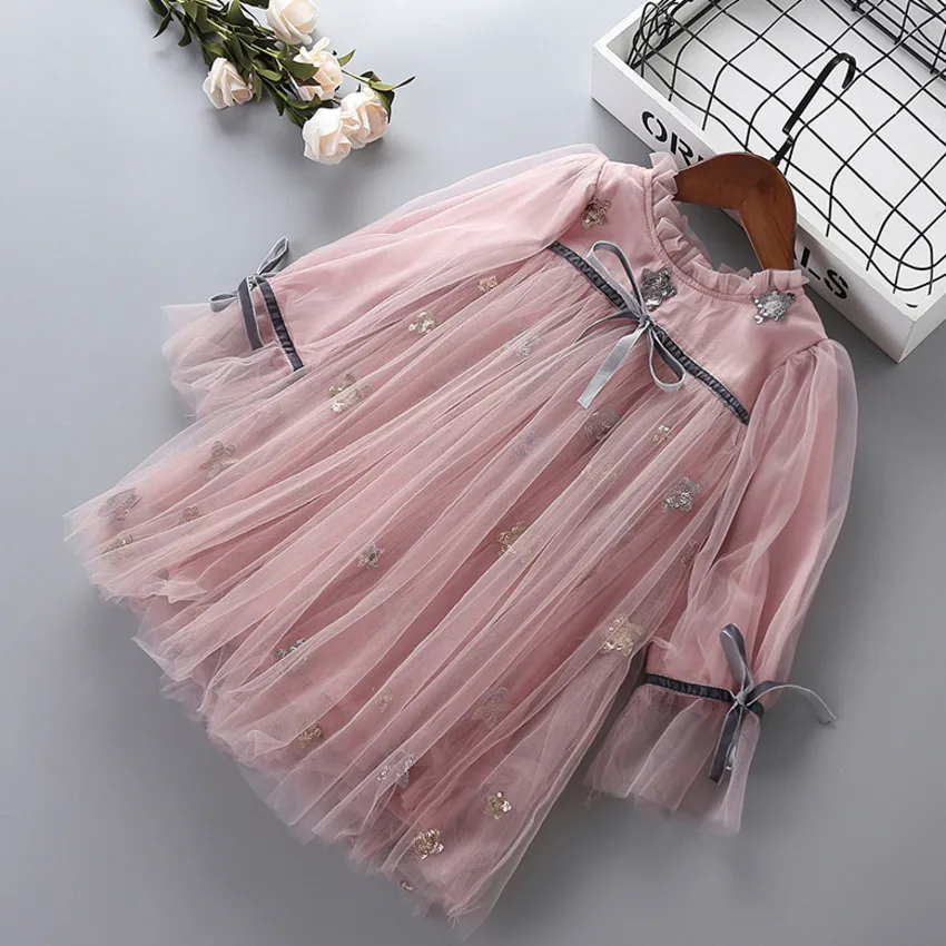 

Girls Party Princess Dresses High Quality Girl Dress 2019 New Autumn Lace Mesh Chiffon Flower Kid Children Clothing 2-7 Years