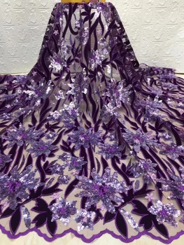 

African Sequin Lace Fabric 2020 High Quality Lace Unique Pattern Embroidery French Tulle Lace Fabric FJ35811