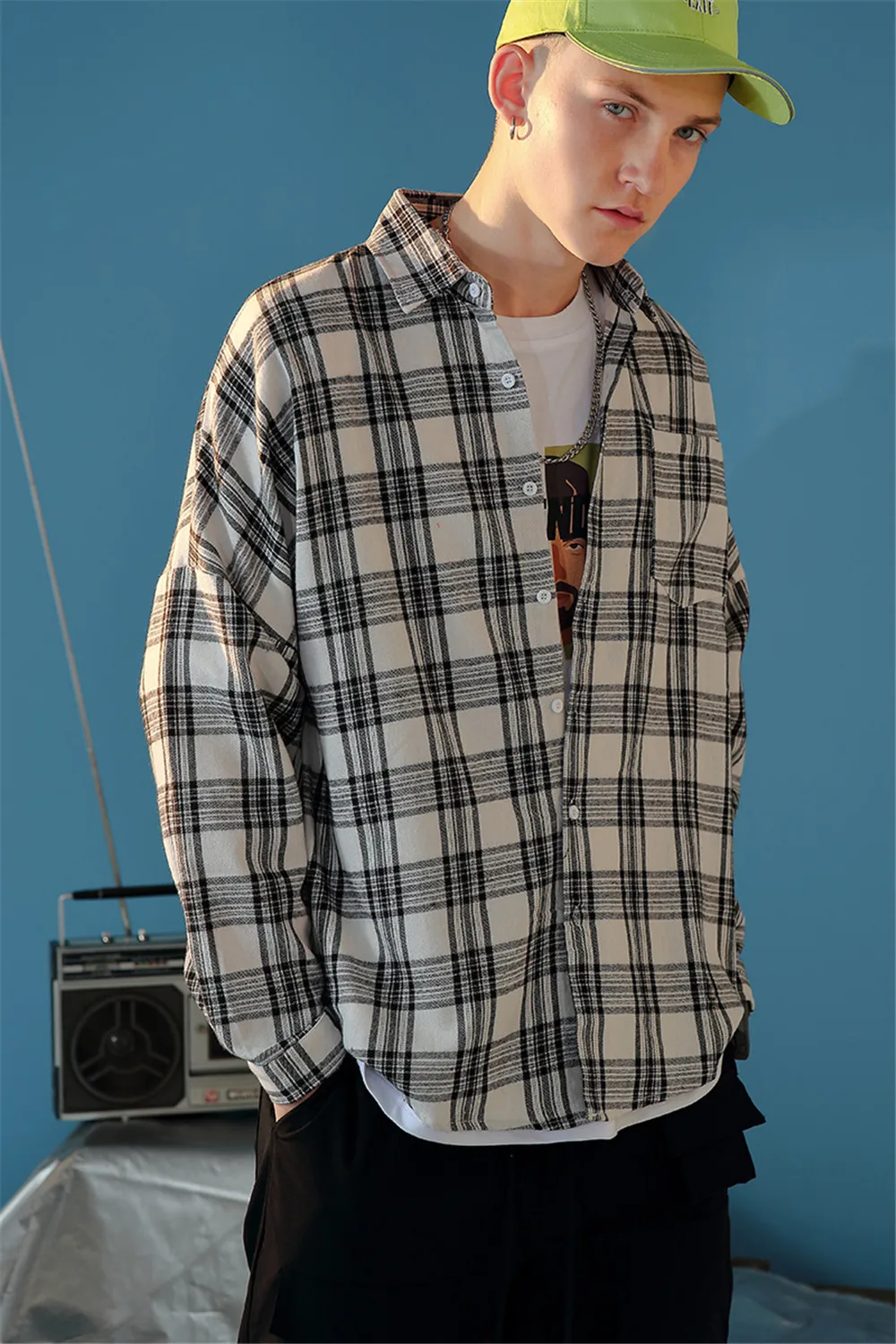 

Raibaallu 100% Cotton Men's Plaid Shirt Slim Fit Spring Autumn Fashion Colors Male Casual Soft Long Sleeved Shirts Men Blouse