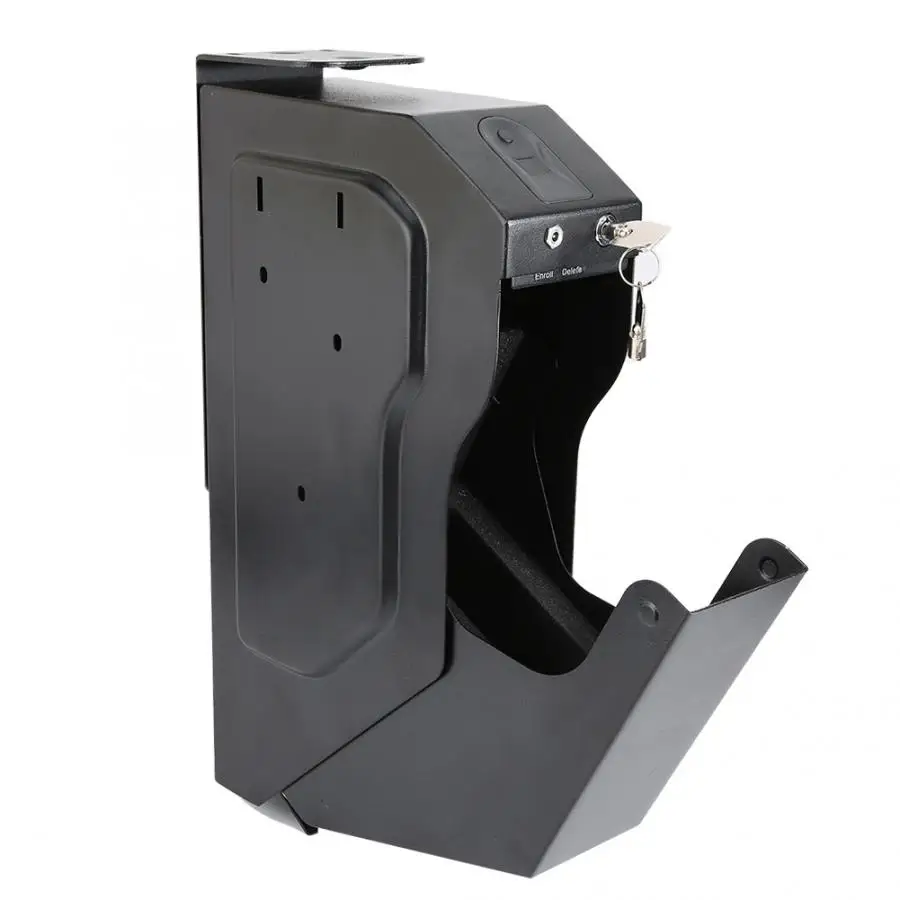 Weapon Safe Box Weapon Fingerprint Lock Safe Box Under Desk Handgun Holder Quick Access with Spare Keys
