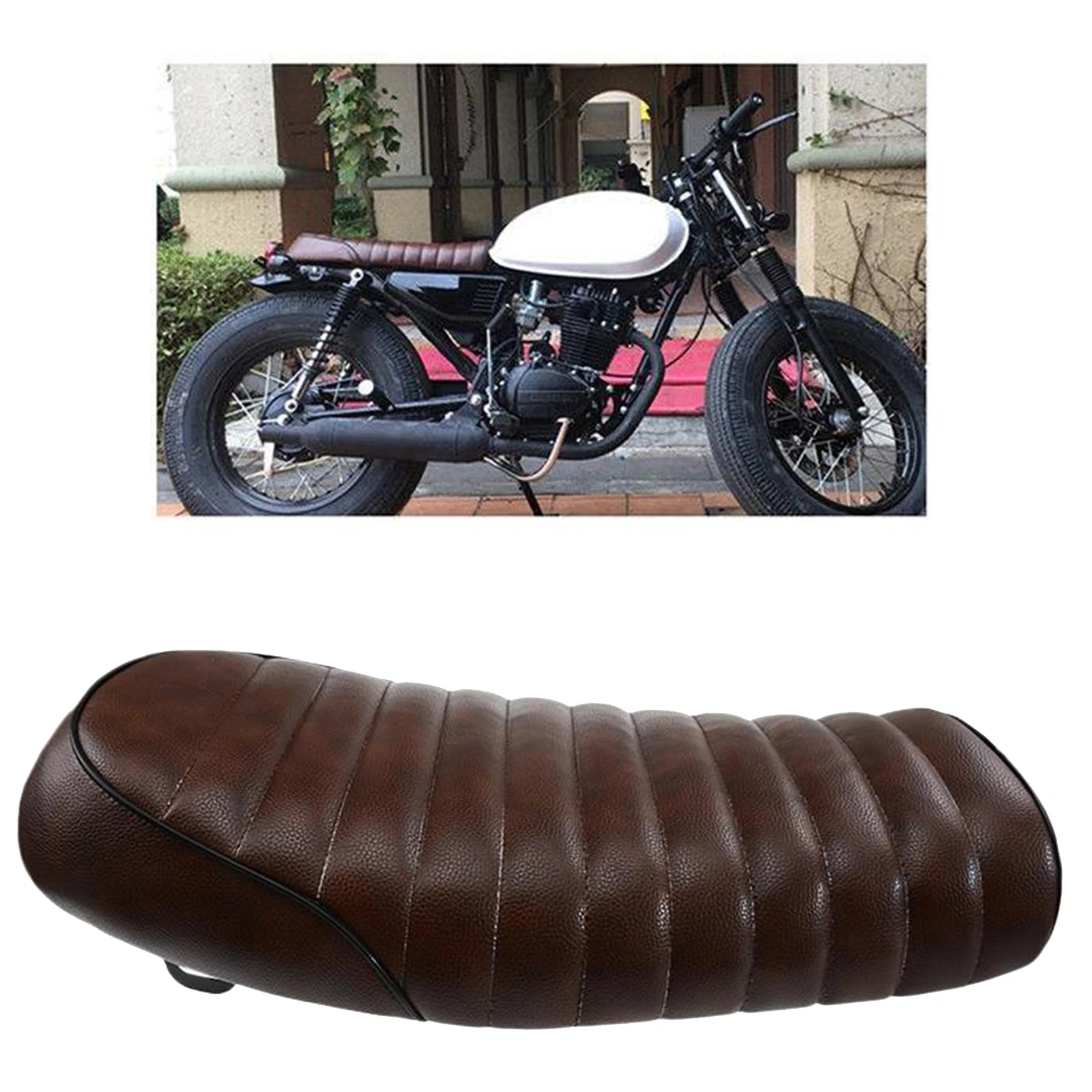 ユニバーサルモーターサイクルシート ホンダcb125 175 カワサキ スズキ ヤマハ Bmw用レトロフラットシート カフェレーサースタイル Aliexpress