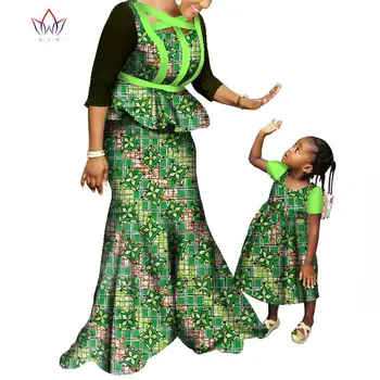 

2 Pcs Set Mother and Daughter Clothing Ankara Patchwork Top Skirt Set Party Customize African Dashiki African Clothing WYQ561