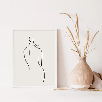 

Woman Body Line Drawing Abstract Wall Art Prints Girl Silhouette Minimalist Poster Canvas Painting Pictures Bedroom Wall Decor