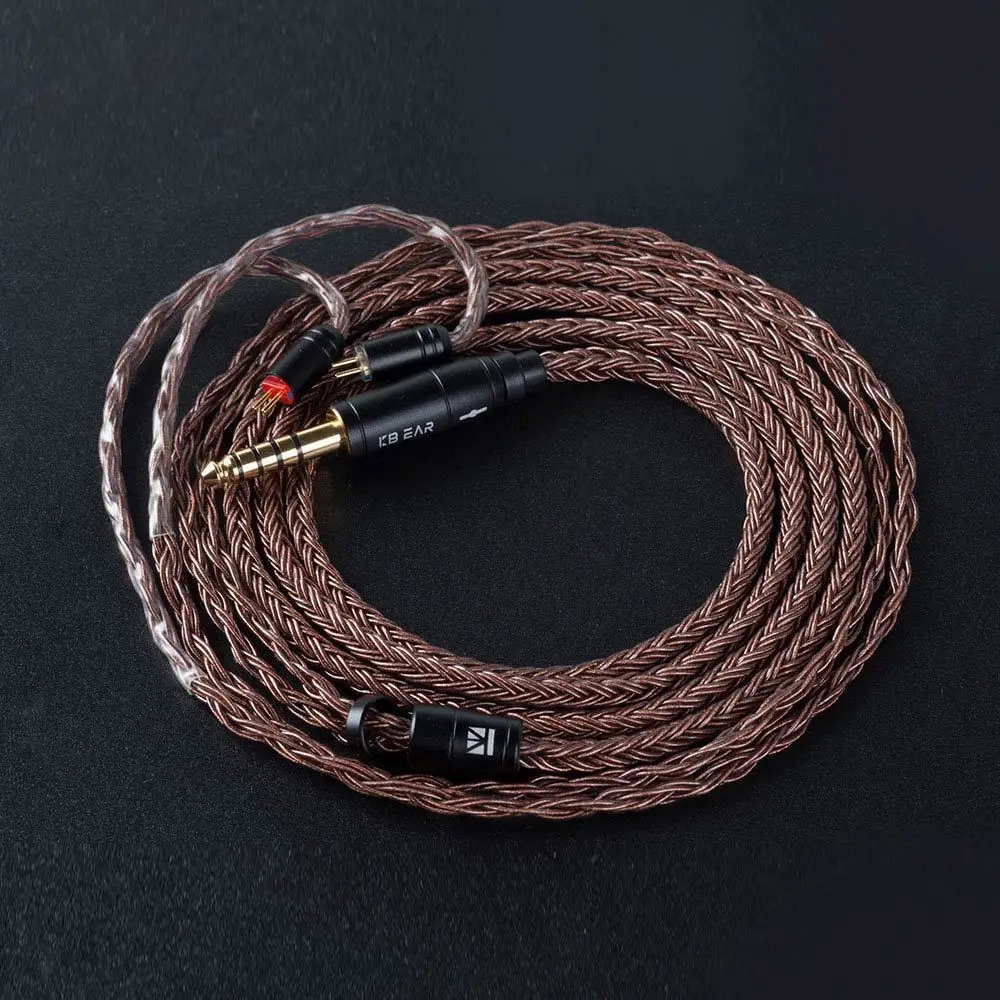 KBEAR 16 ядро Чистая медь кабель с 2,5/3,5/4,4 кабель для наушников для C10 ZS10 TRN V90 BA5 KZ ZSX ZS10 PRO BLON BL-03 CCA C12 QDC