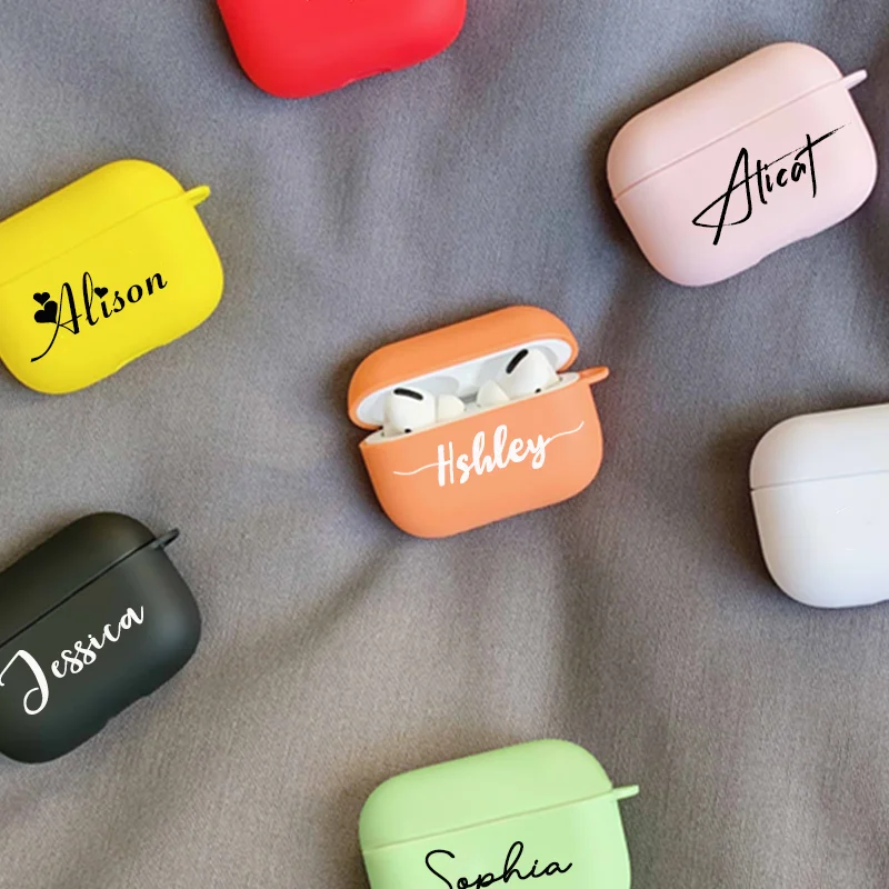 Чехол-накладка для Apple Airpods 1 2 3 pro силикон ТПУ цветной с индивидуальным почерком