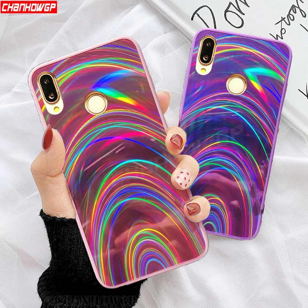 

Rainbow Glitter Case For Huawei Y6 Y7 Y9 2019 Soft Silicone Case For Huawei P Smart Plus 2019 P20 P30 Lite Pro Fashional Cover