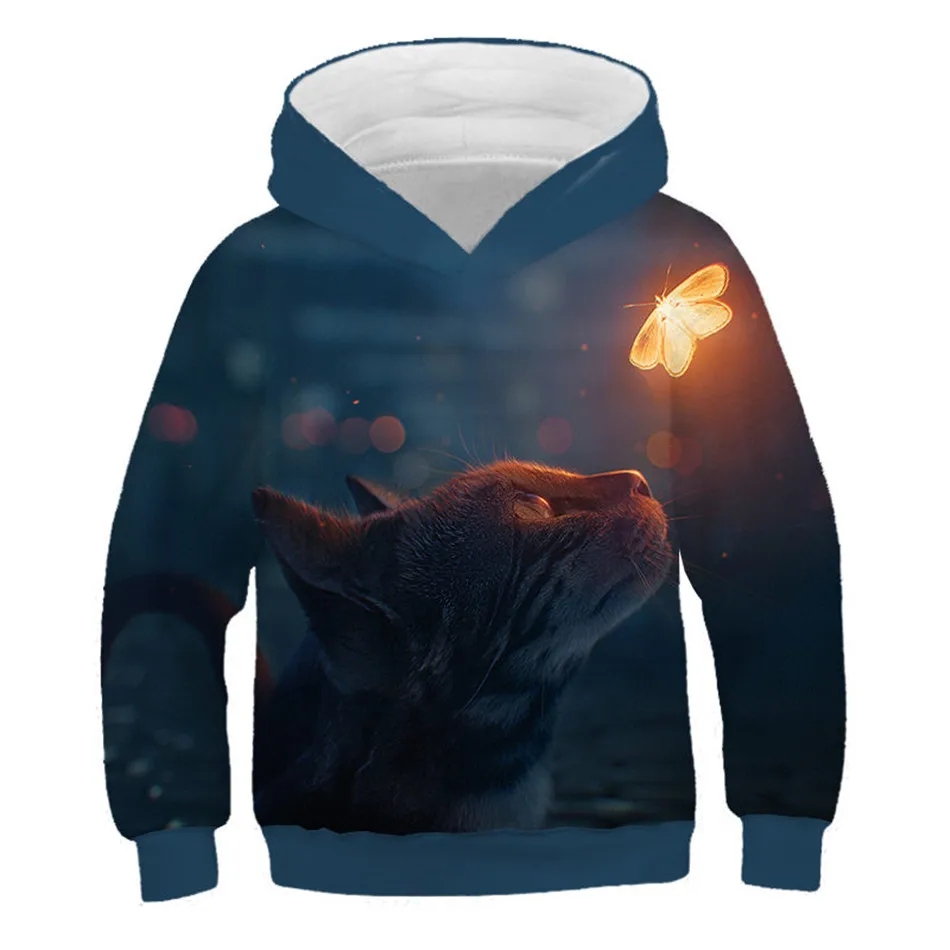 Crianças com Capuz Anos de Idade Meninos Meninas Hoodies Adorável Animal Óculos Anime Gato Coelho Peixe Impressão Camisolas Pulôver 4-13 3d 5 High Quality Mamãe e Bebê