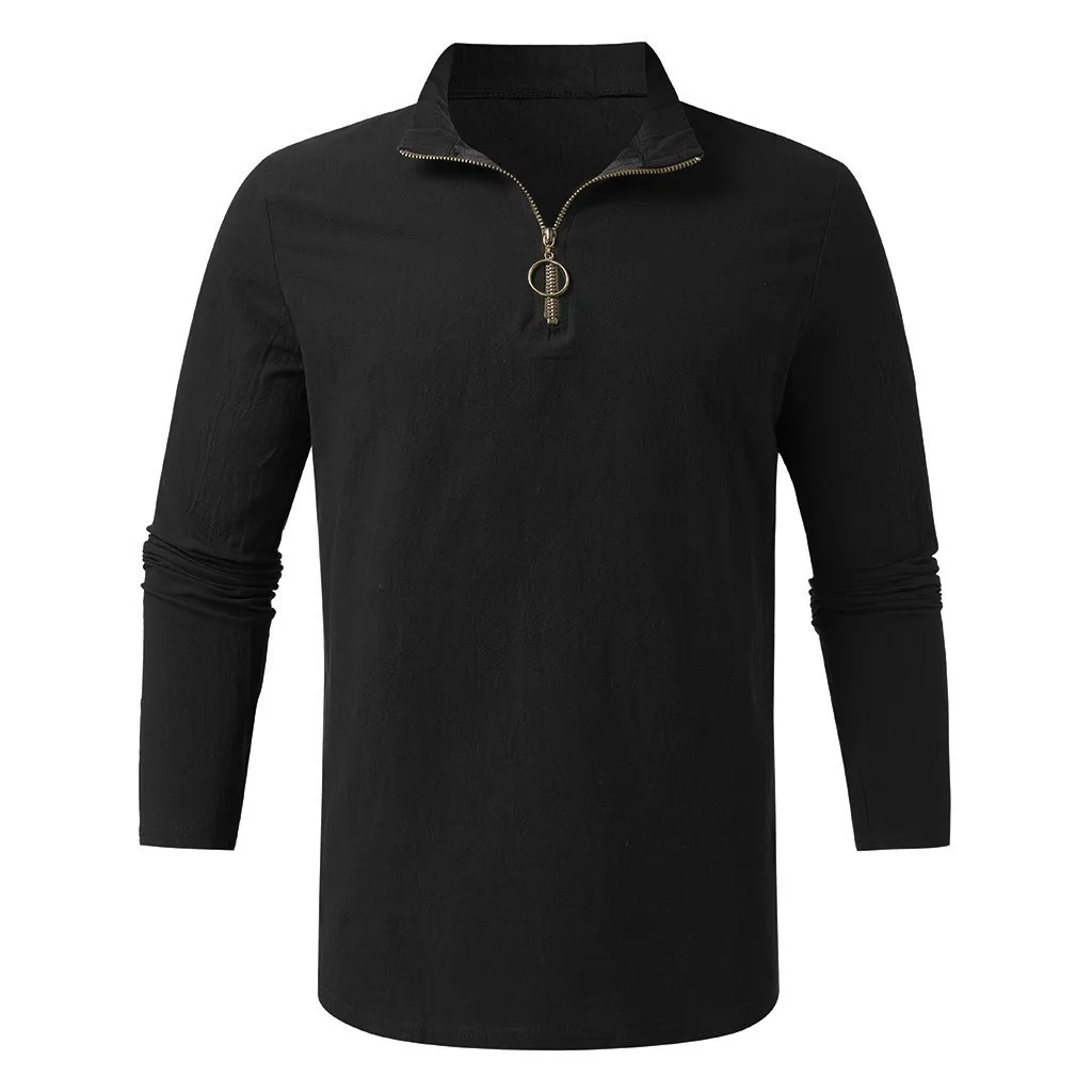 Feitong camisa masculina, мужская рубашка, длинный рукав, однотонный, простой, на пуговицах, кардиган на молнии, повседневная, уличная, тонкая, облегающая, черная рубашка