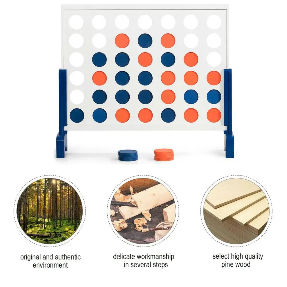 Giant 4 In A Row Game Wood Board Connect Adults Kids w/Carrying Bag White 6