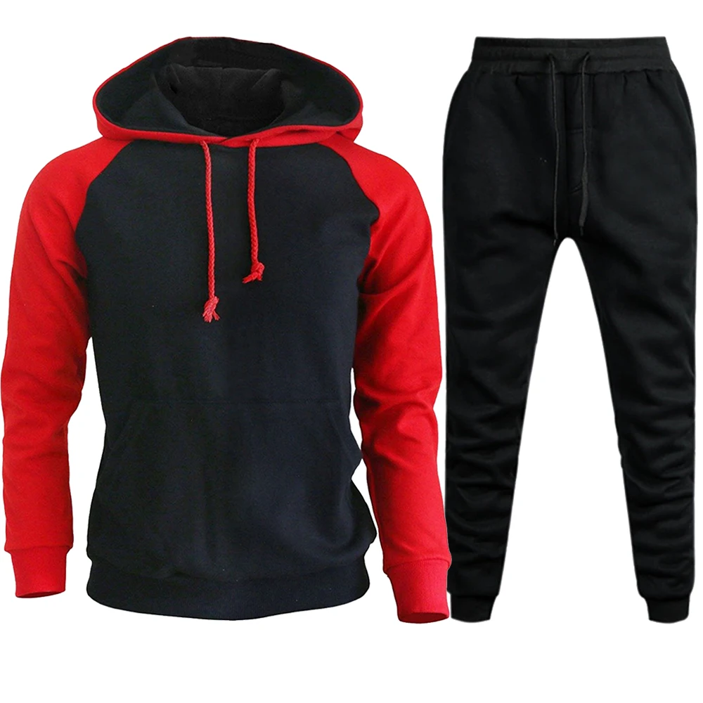 red black Jordan 23 Tracksuit Men Sets Winter Hoodies Pants 2 Piece Set Fashion Hoody Mens Sweatshirt Sport Joggers Sweatpants Suit - Цвет: red black