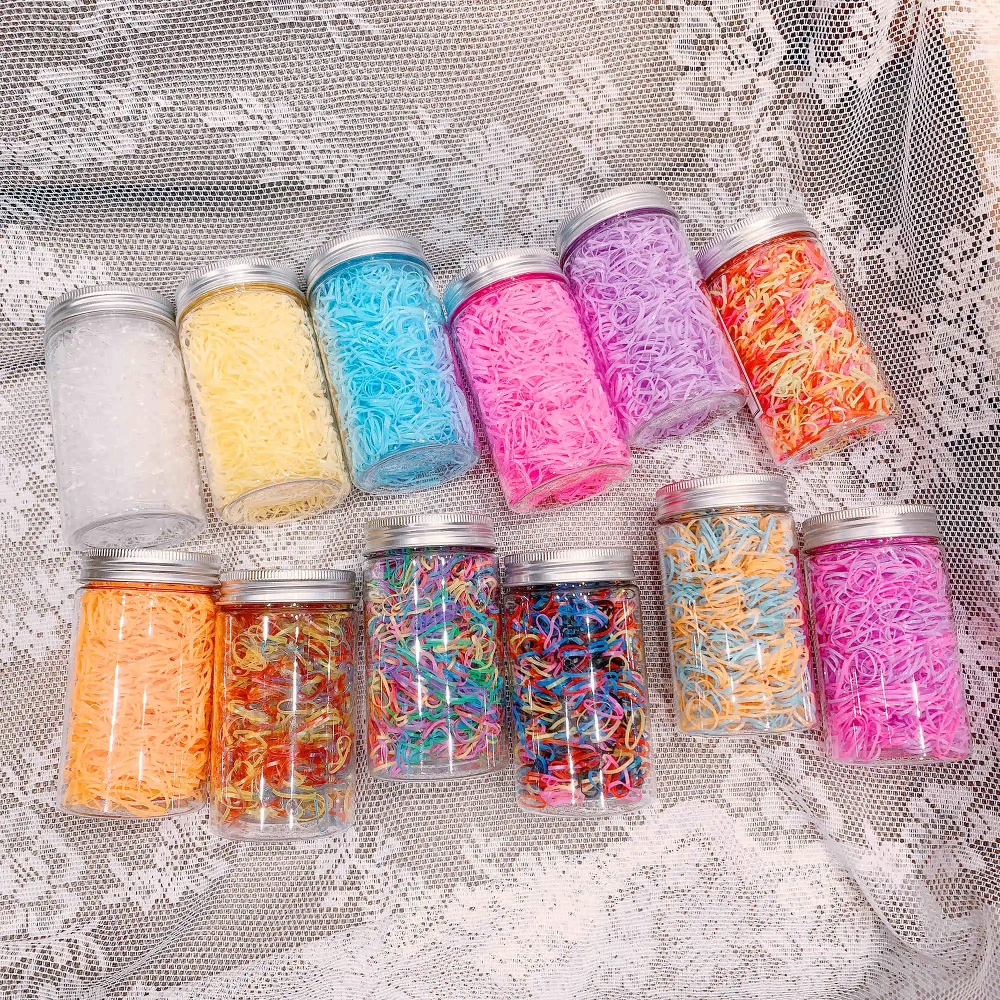 1000PCS/Glas Nette Bunte Kleine Einweg Haarbänder Scrunchie Mädchen Elastische Gummiband Mode Haar Zubehör Haar Krawatten – Detail 2