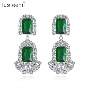 

LUOTEEMI Sparkling Cubic Zirconia Big Dangle Earrings for Women Bridals Wedding Party Engagement Fashion Jewelry Brincos Gift