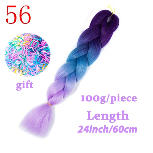LISI волосы 24 дюйм плетение волос для наращивания Jumbo вязание крючком косы синтетические волосы стиль 100 г/шт. чистый блонд розовый зеленый - Цвет: T1B/синий