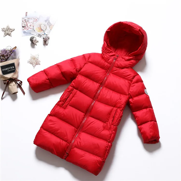 Inner outer red Новинка года; зимнее пальто; одежда для маленьких девочек серебряного цвета; пуховик на утином пуху; Детское пальто; Длинная парка с капюшоном для мальчиков; водонепроницаемая одежда - Цвет: Inner outer red