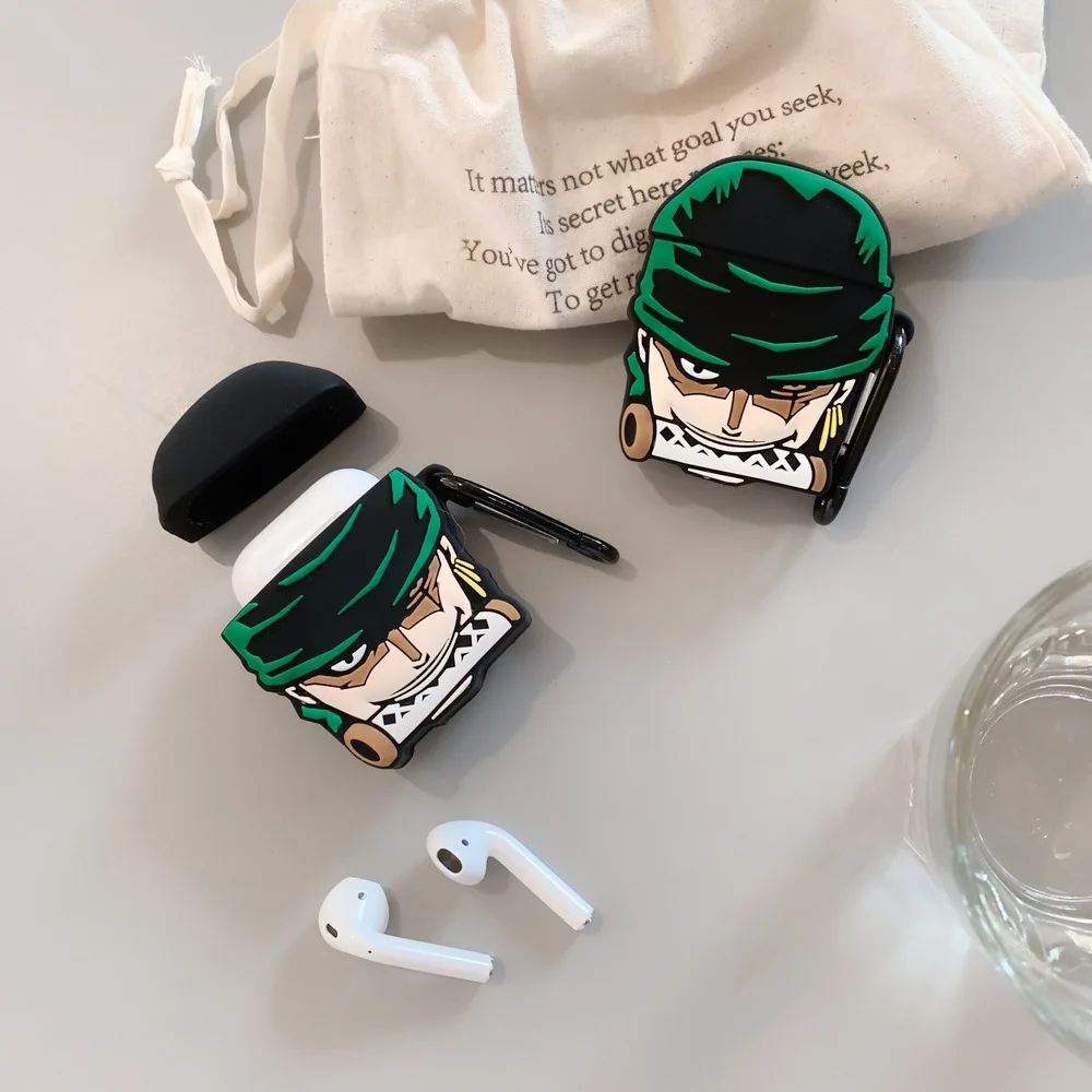 Чехол для наушников Roronoa Zoro с 3D японским аниме для Apple Airpods 1/2, силиконовый защитный чехол для наушников с крючком