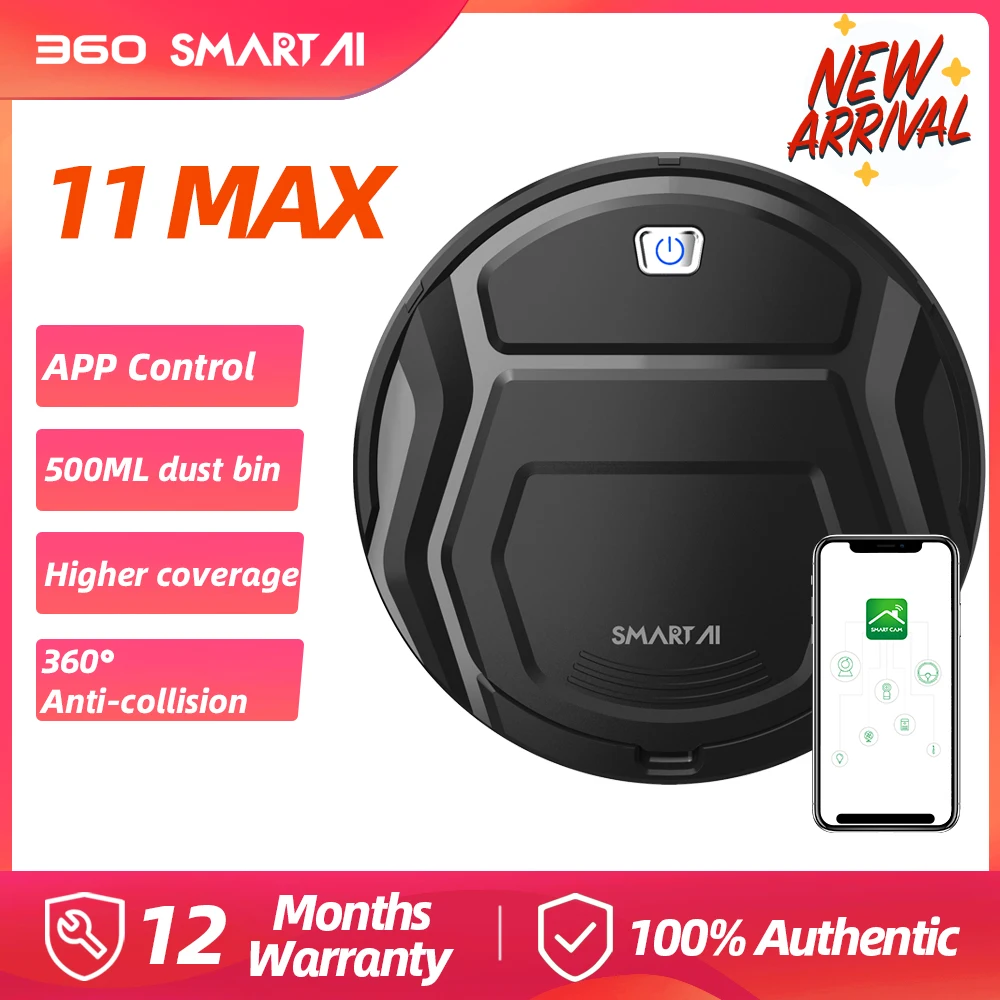 US $249.00 New Arrival360 SmartAI 11Max Robot Vacuum Cleaner Sweep Mop APP Control 500ML Dust Bin Multiple Modes Hair Collection