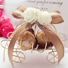 European Iron wine glasses goblet exclusive candy box with purple floret Pumpkin carriage Gift boxes bags