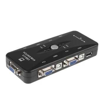 

KVM Switch Box 4 Port Adapter Control Up To 4 Computers Monitor SVGA VGA
