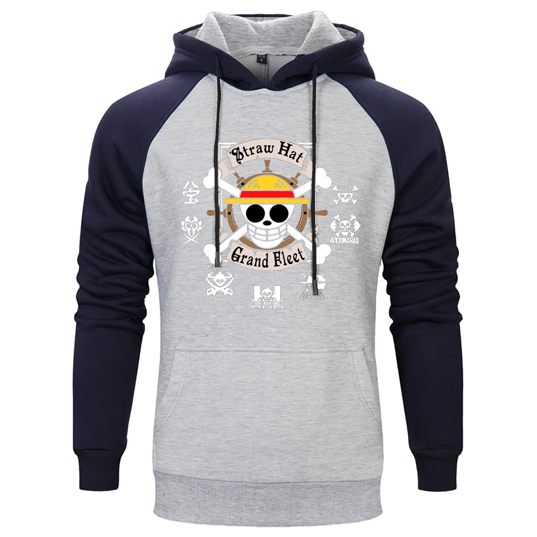 

One Piece Luffy Print Sweatshirts Cartoon Anime Harajuku Fleece Raglan Hoodie Pullover 2020 New Arrival Loose Fashion Streetwear