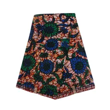 Африканская ткань с голубыми и зелеными цветами, настоящий голландский воск, модный дизайн, африканская ткань