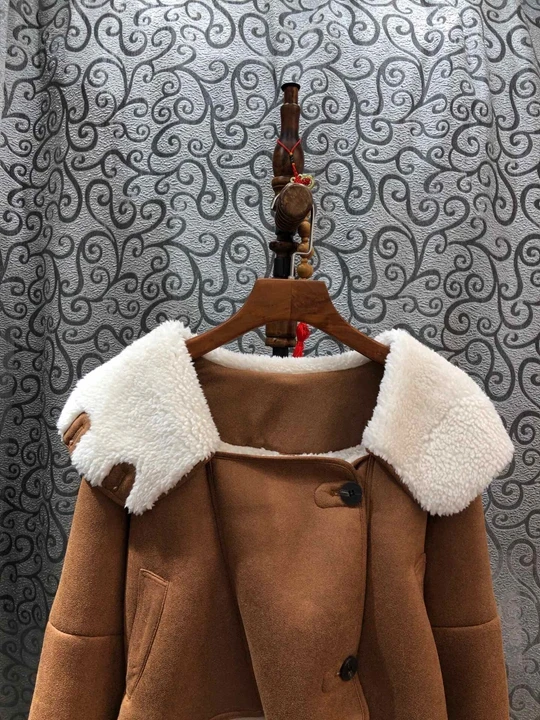 Осень и зима Новое Женское шерстяное пальто с отворотом и длинным рукавом 1107