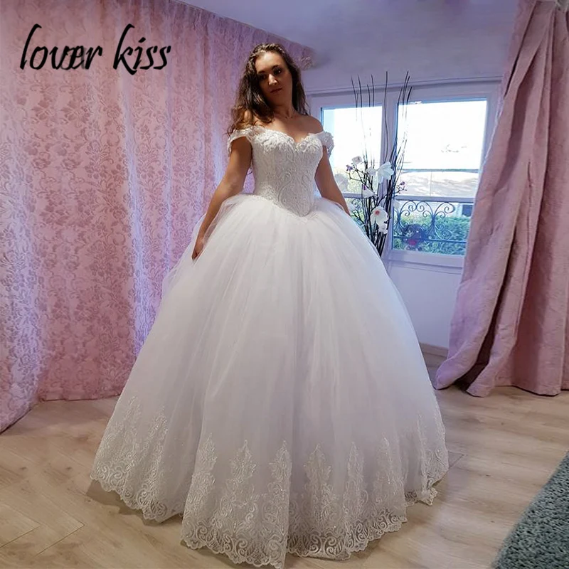 Lover Kiss vestido de Noiva роскошный кристалл из бисера с открытыми плечами Свадебные платья бальное платье для невесты vestido de casamento