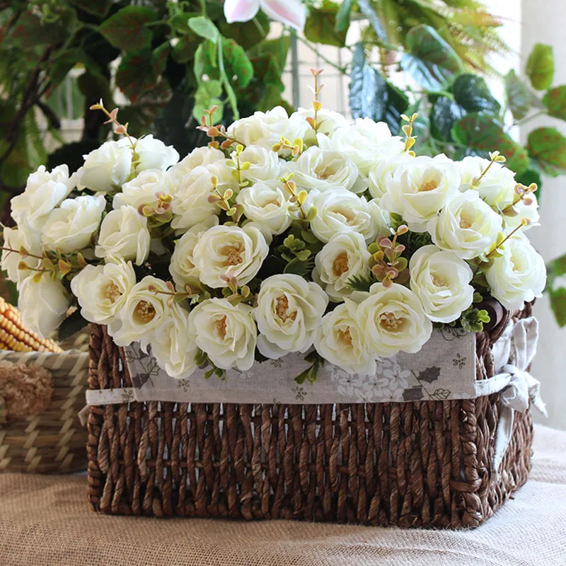 artificial flowers silk rose wedding bouquet home decor (4)