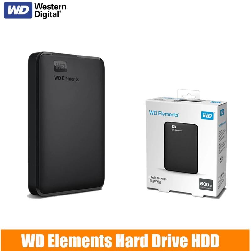 WD элементы 500 Гб Портативный внешний жесткий диск USB3.0 HD 1 ТБ 2 ТБ 4 ТБ Ёмкость жёсткого диска SATA запоминающее устройство для компьютера ПК PS4