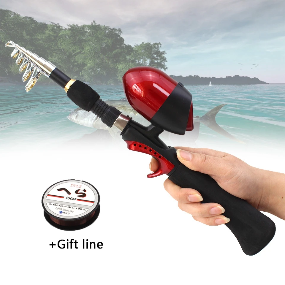 Canne à pêche Spinning Portable et pliable de 1.65M, accessoire de voyage en carbone avec série