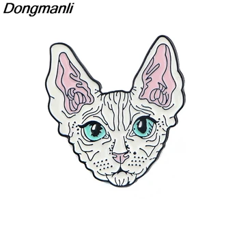 

P4618 Dongmanli Sphynx Cat Metal Enamel Pin Brooches for Women Men Backpack Badge Lapel Collar Cap Hat Jewelry Animal