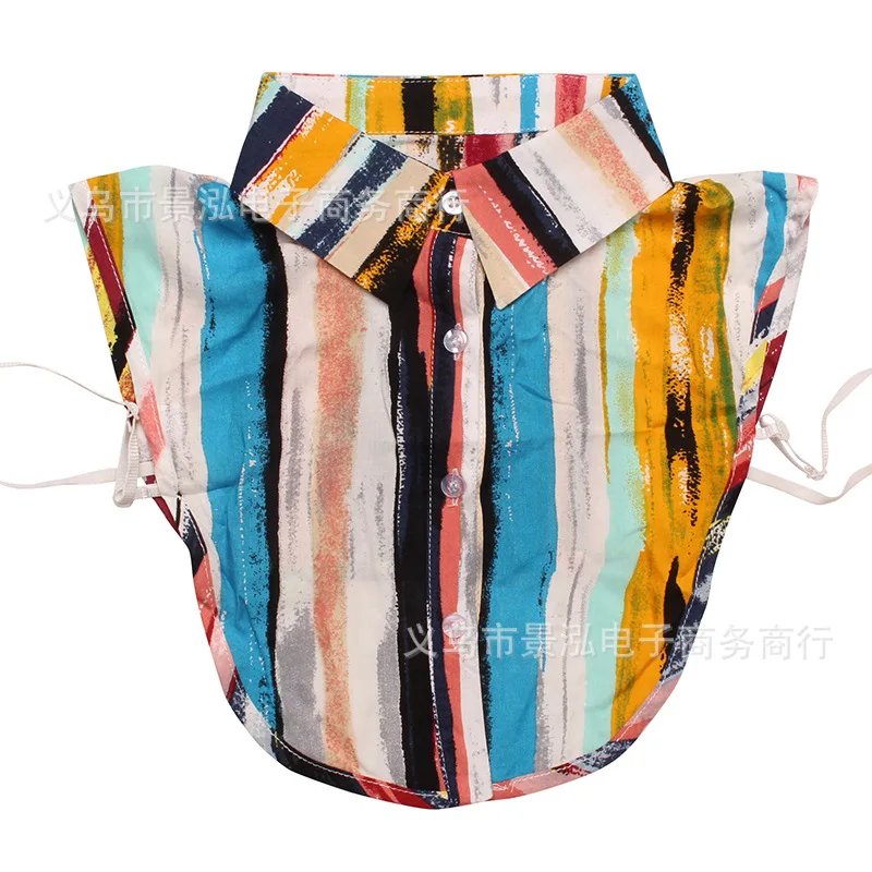 

Europe And America Rainbow Stripes Oil Painting Ink Style Spring And Summer-False Collar Collar