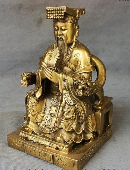 YM 308 Чистая медь, Китай Taoism Supreme Deity нефритовый император Бог платье с драконами статуя