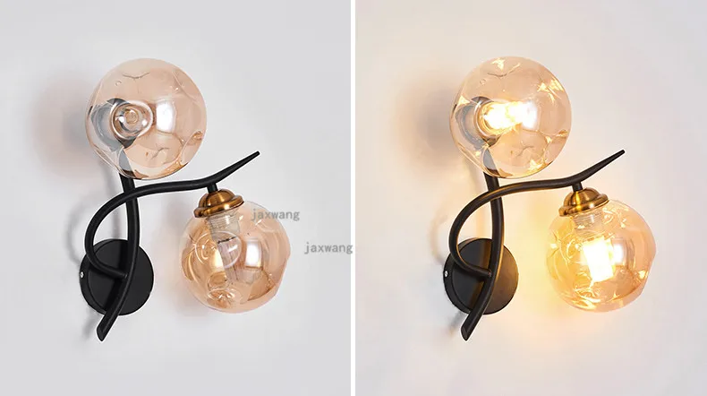 Nordic LED Wall Lamp Glass Lighting Light Fixtures Creative Bedside Lamp Living Room Home Indoor Sconces Wall Lamps Modern Decor