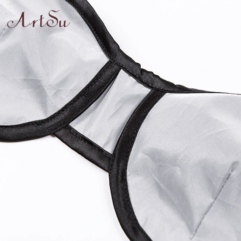 ArtSu Женская Клубная одежда сексуальный светоотражающий Топ Camisole Спагетти ремень Топ без рукавов с открытой спиной Обрезной топ-муджер блестящий топ ASVE20371