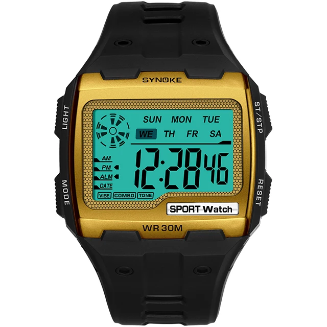 Men's Digital Watch Men Sports Wristwatch LED Dual Time Pedometer Alarm Clock 50M Waterproof Military Watches Relogios Masculino gold
