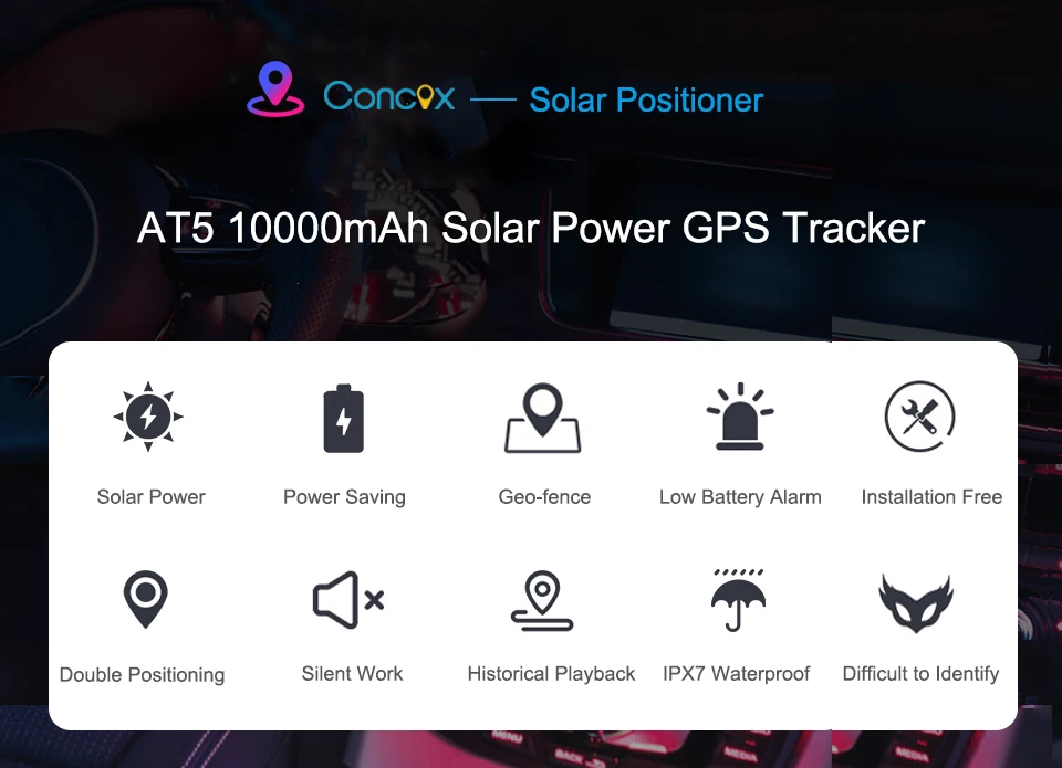 Concox AT5 на солнечных батареях, для транспортных средств, gps трекер, gps трекер, 10000 мАч, для транспортных средств, gps трекер, отслеживание в реальном времени для автомобилей, грузовиков