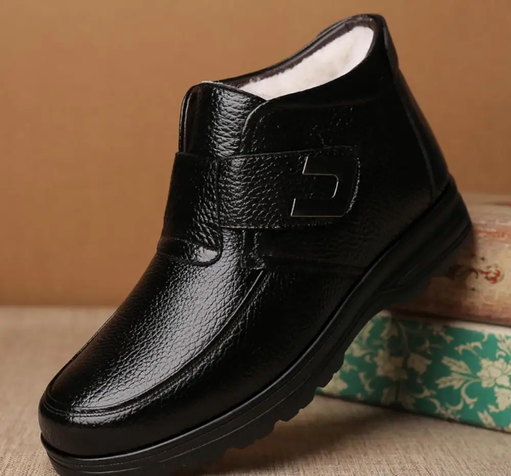 A3 Winter Men Genuine leather Boots High quality Thick wool male super warm snow boots Oxfords men Non-slip cotton Shoes boot - Цвет: A3