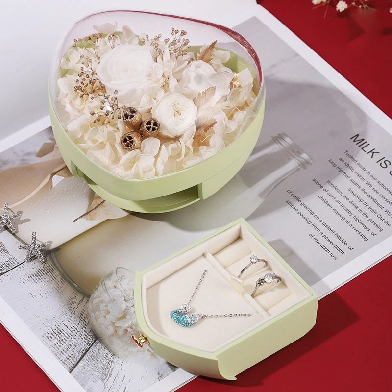 

Novel design Ring Pendant Case Jewelry Organizer Flower Romantic Wedding Jewelry Gifts Storage Case
