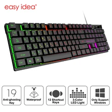 Проводная игровая клавиатура имитация механической клавиатуры 104 keycaps RGB клавиатура с подсветкой Клавиатура с русским шрифтом эргономичная компьютерная клавиатура